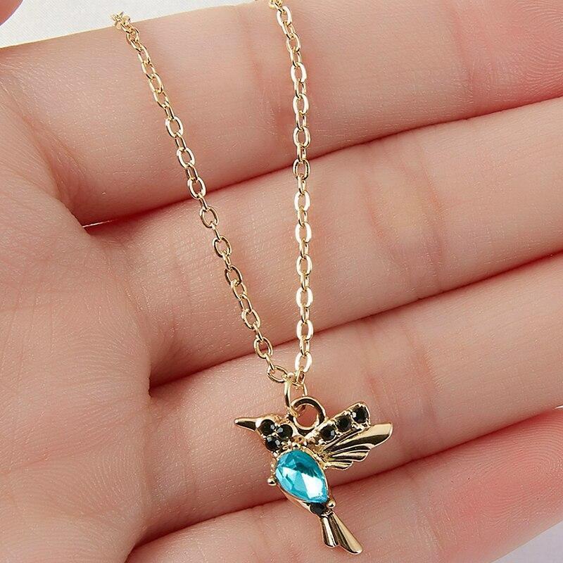 Hummingbird Necklace in Enamel & Zirconia