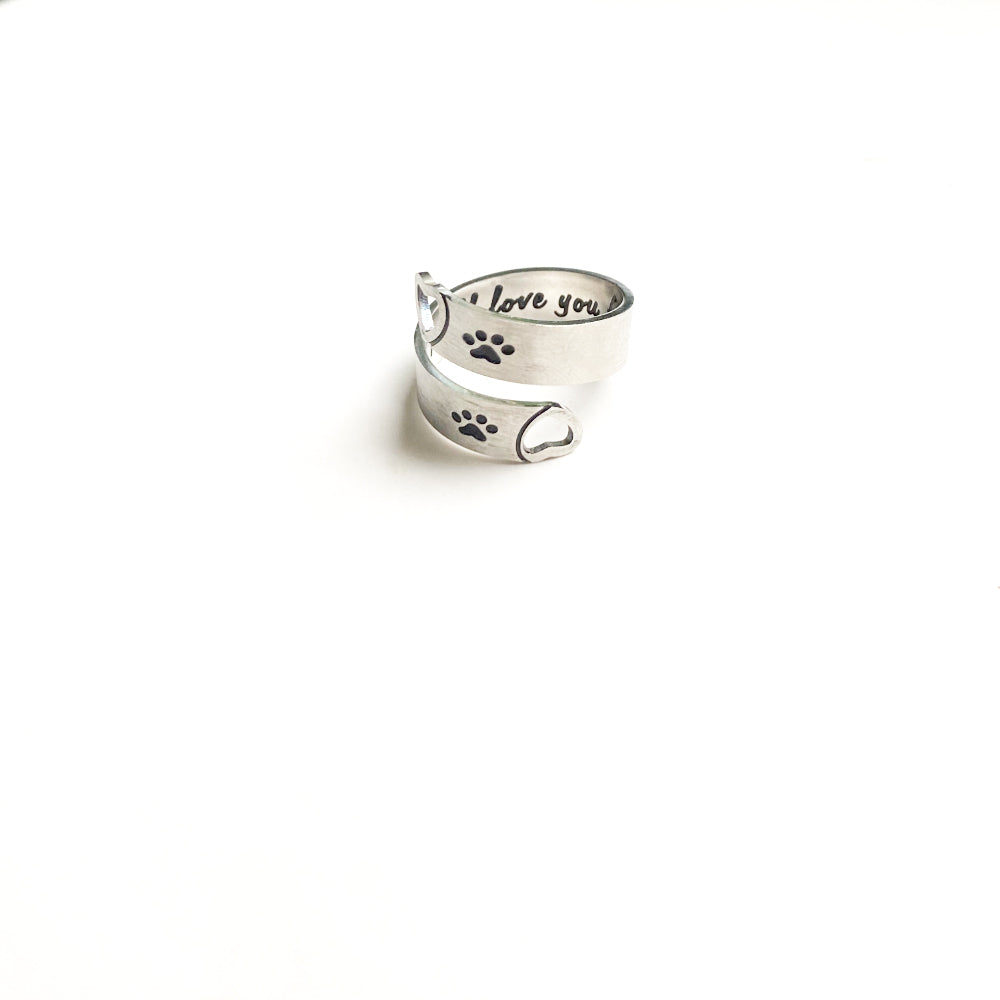 Adjustable Paw Heart Twist Ring in Stainless Steel