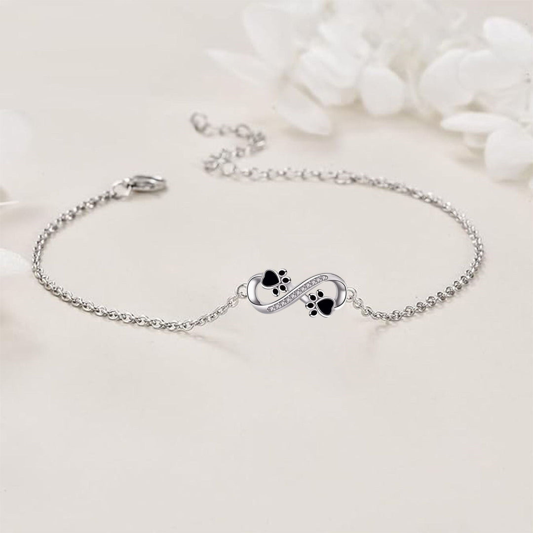 Infinity Symbol Bracelet with Paw Charm & Zirconia