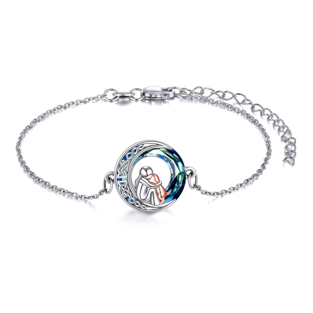 Adjustable Lucky Bracelet made of 925 Silver with Dog Motif