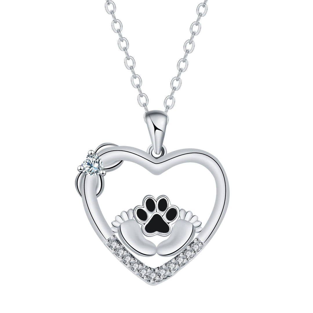 Heartfelt Paw Necklace with Zirconia - Faithful Companions