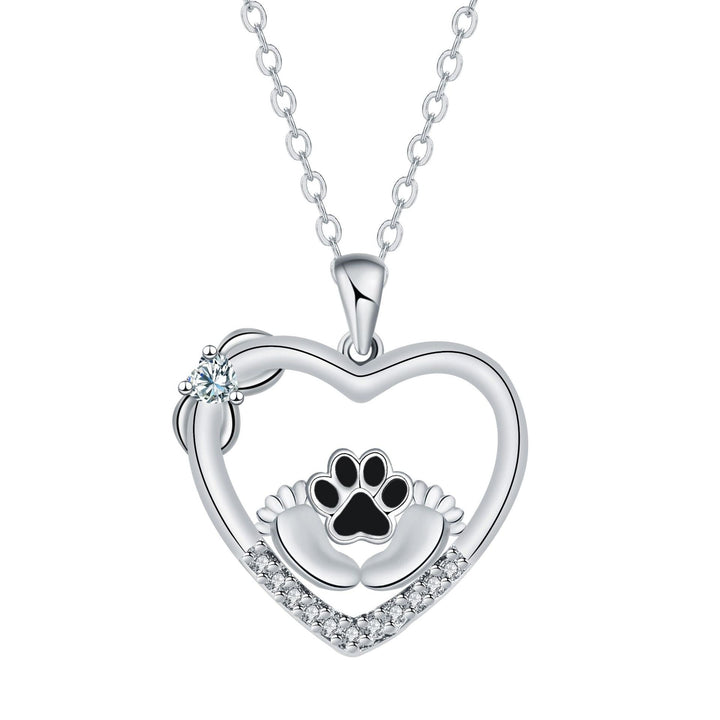 Heartfelt Paw Necklace with Zirconia - Faithful Companions