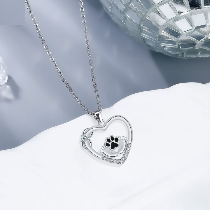 Heartfelt Paw Necklace with Zirconia - Faithful Companions