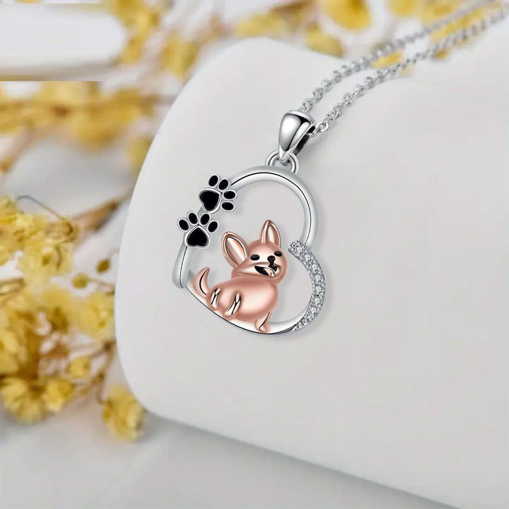 Heartfelt Dog Necklace in Rose Gold