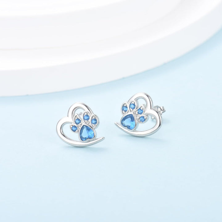 Earrings with Paw Prints & Heart – Animal Lover Jewelry