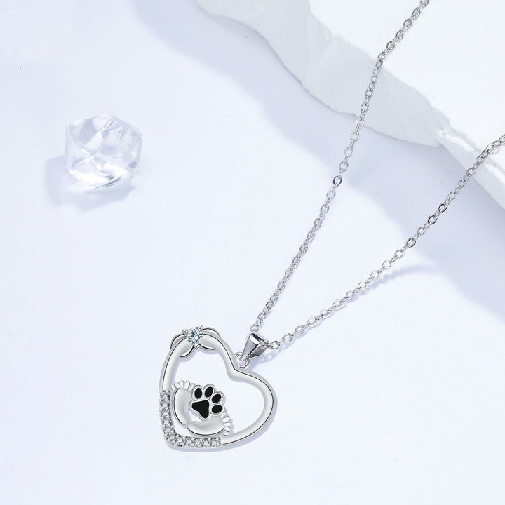 Heartfelt Paw Necklace with Zirconia - Faithful Companions