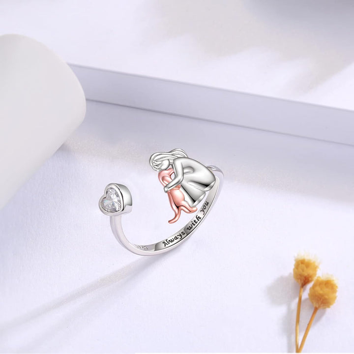 Dog Ring made of 925 Sterling Silver and White Zirconia – Adjustable Ring