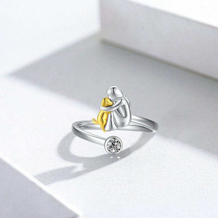 Adjustable Dog Ring in 925 Silver – Handmade Ring for Women