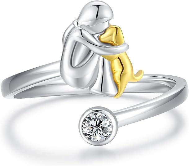 Adjustable Dog Ring in 925 Silver – Handmade Ring for Women