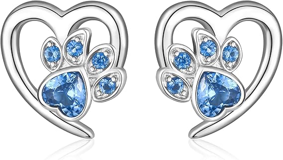 Earrings with Paw Prints & Heart – Animal Lover Jewelry