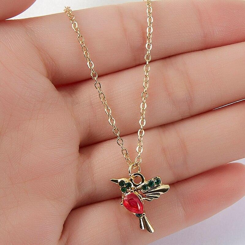 Hummingbird Necklace in Enamel & Zirconia