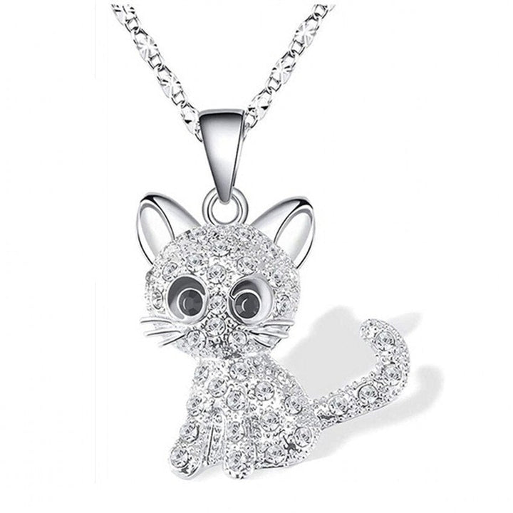Necklace with Kittens & Colorful Zirconia – Made of 925 Silver