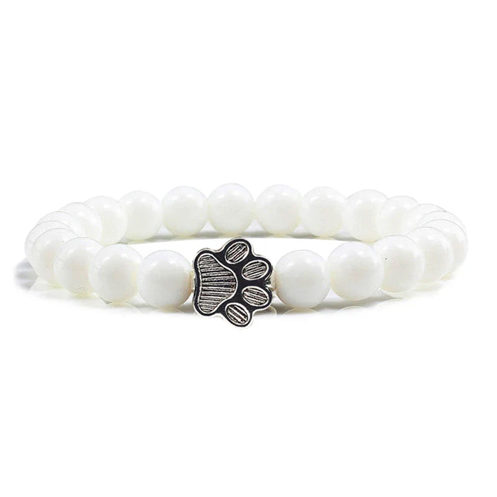 Natural Stone Bracelet with Paw Charm – Elastic Bead Bracelet for Men & Women