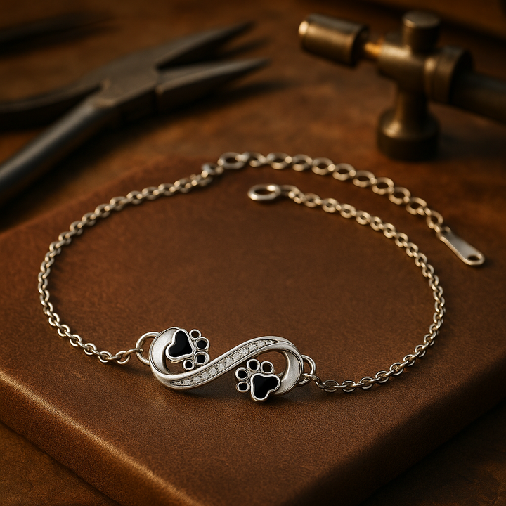 Infinity Symbol Bracelet with Paw Charm & Zirconia