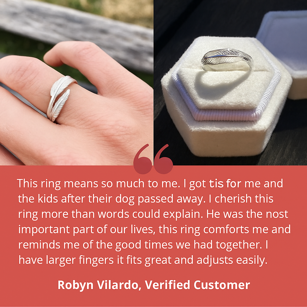 Feather of an Angel – Adjustable Memorial Ring