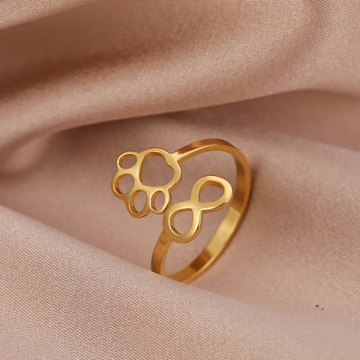 Adjustable Infinity Paw Ring in Stainless Steel – Symbolic Partner Ring for Women