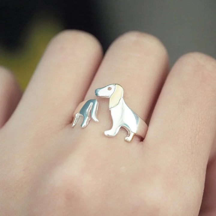 Adjustable Dachshund Ring – Handmade Pet Jewelry Ring for Women