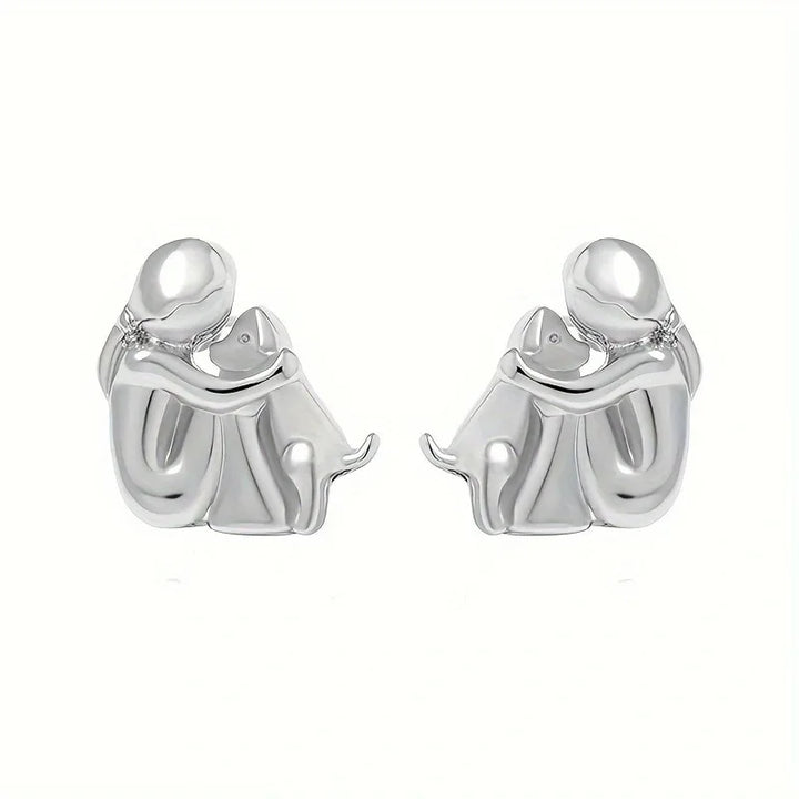 Sweet Two-Toned Hugging Ear Studs in Silver & Gold