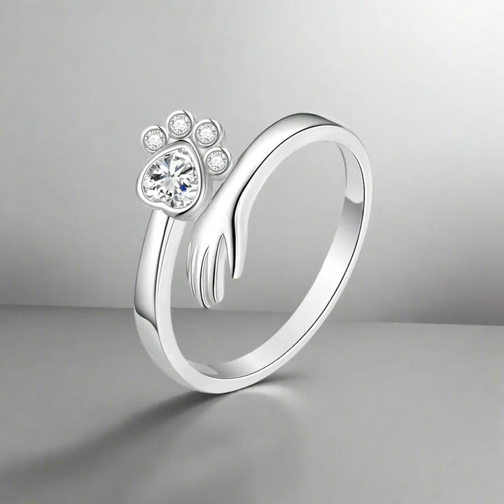 Adjustable Paw Ring made of 925 Silver – Hand-in-Paw Design