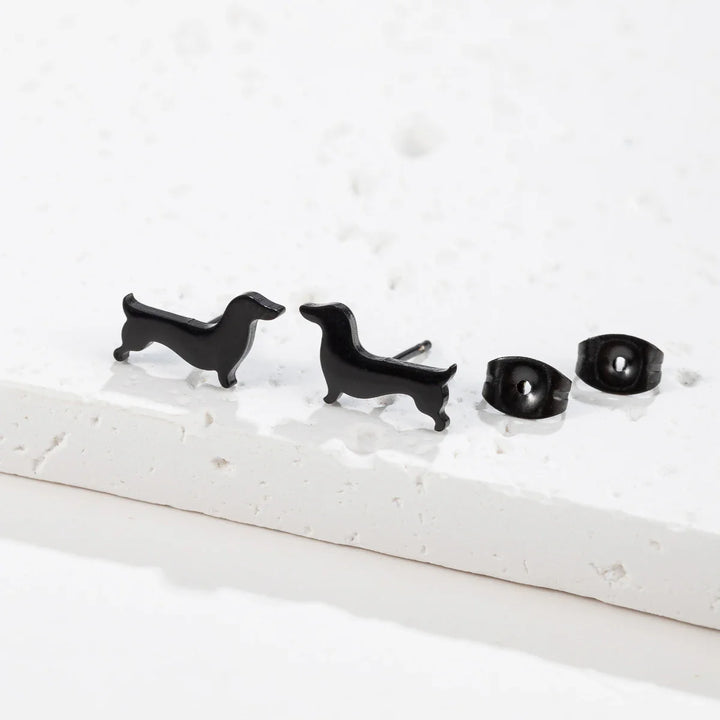 Dachshund Stud Earrings – Minimalistic Dog Earrings Made of Metal