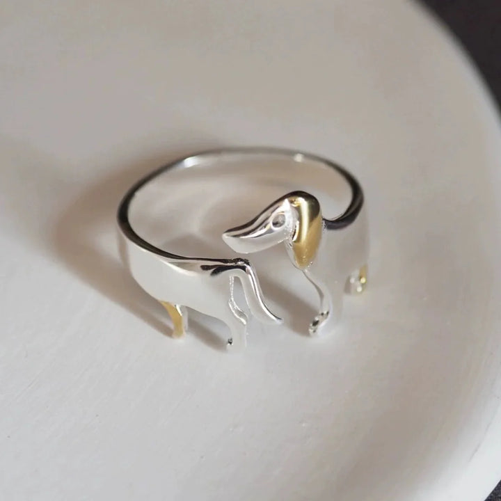 Adjustable Dachshund Ring – Handmade Pet Jewelry Ring for Women