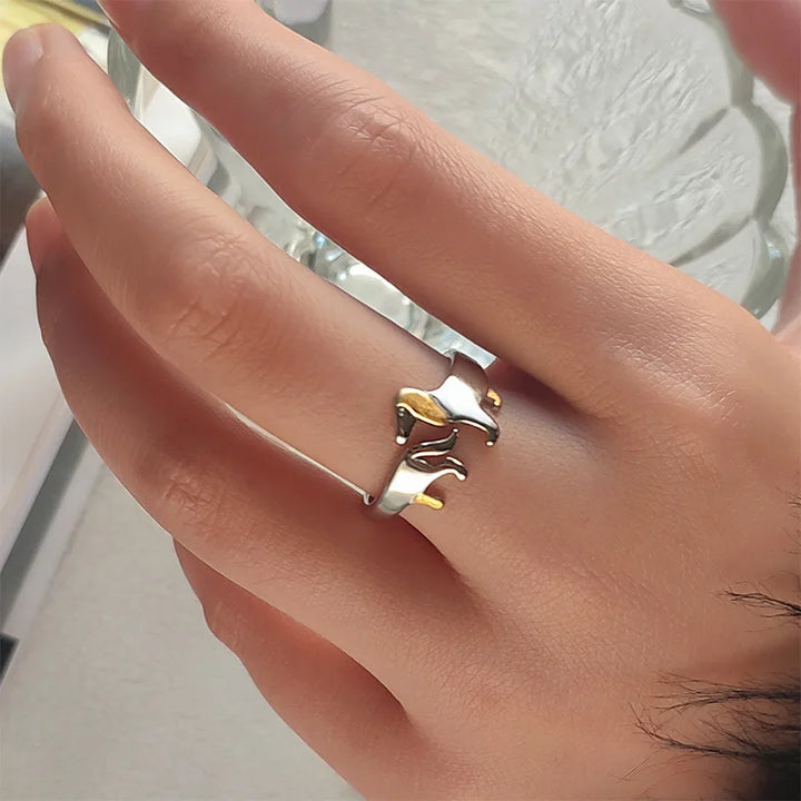 Adjustable Dachshund Ring – Handmade Pet Jewelry Ring for Women