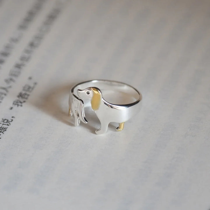 Adjustable Dachshund Ring – Handmade Pet Jewelry Ring for Women