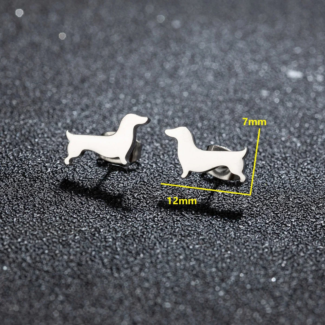 Dachshund Stud Earrings – Minimalistic Dog Earrings Made of Metal