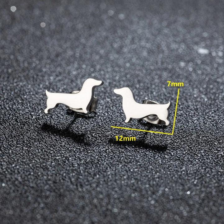 Dachshund Stud Earrings – Minimalistic Dog Earrings Made of Metal