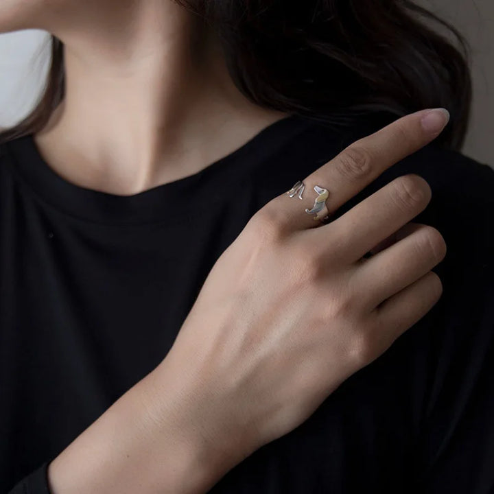Adjustable Dachshund Ring – Handmade Pet Jewelry Ring for Women
