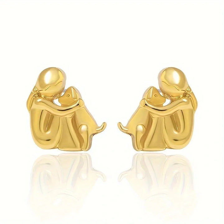 Sweet Two-Toned Hugging Ear Studs in Silver & Gold