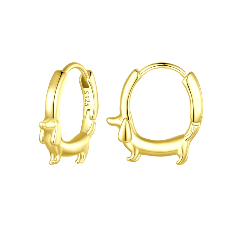 Dachshund Hoop Earrings made of 925 Silver