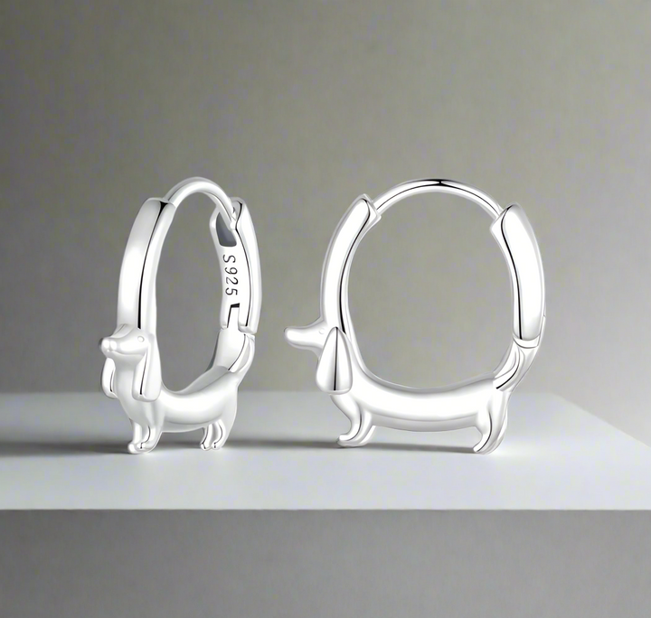 Dachshund Hoop Earrings made of 925 Silver