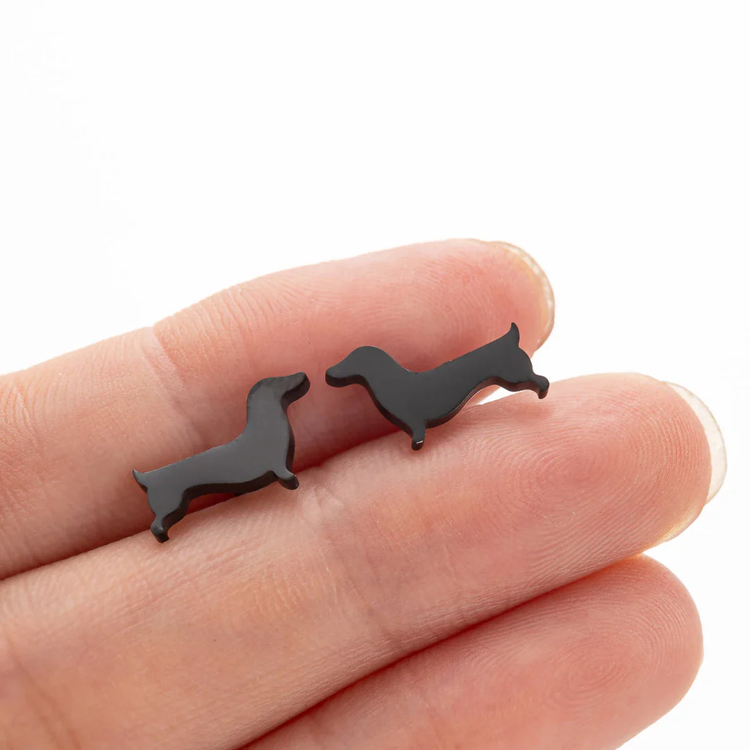 Dachshund Stud Earrings – Minimalistic Dog Earrings Made of Metal