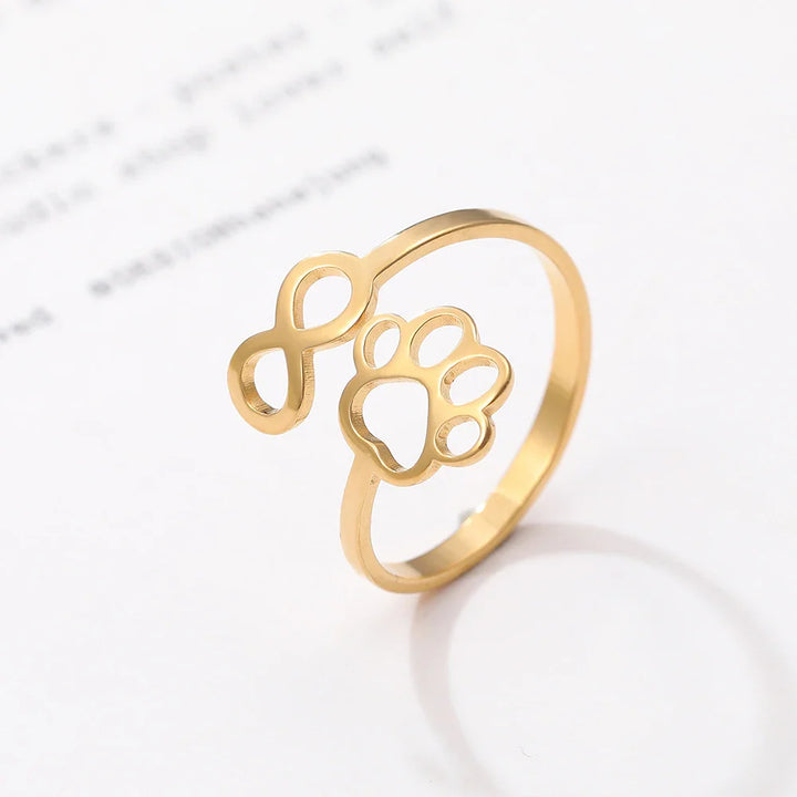 Adjustable Infinity Paw Ring in Stainless Steel – Symbolic Partner Ring for Women
