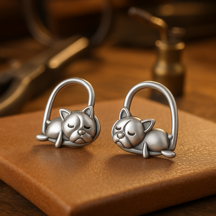 Sleeping Puppy Stud Earrings Made of 925 Silver