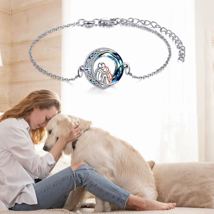 Adjustable Lucky Bracelet made of 925 Silver with Dog Motif