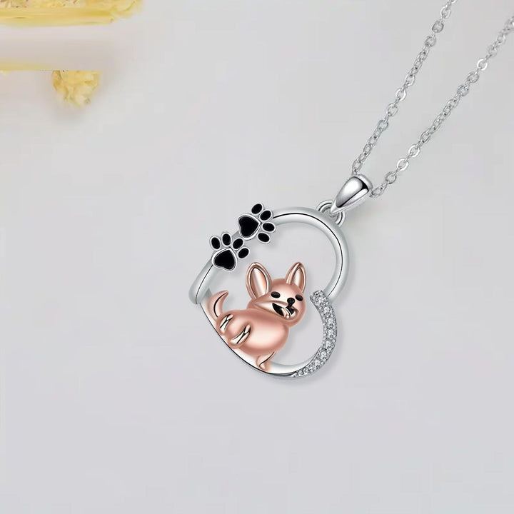 Heartfelt Dog Necklace in Rose Gold