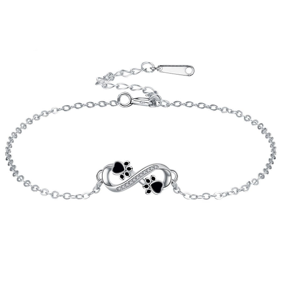 Infinity Symbol Bracelet with Paw Charm & Zirconia