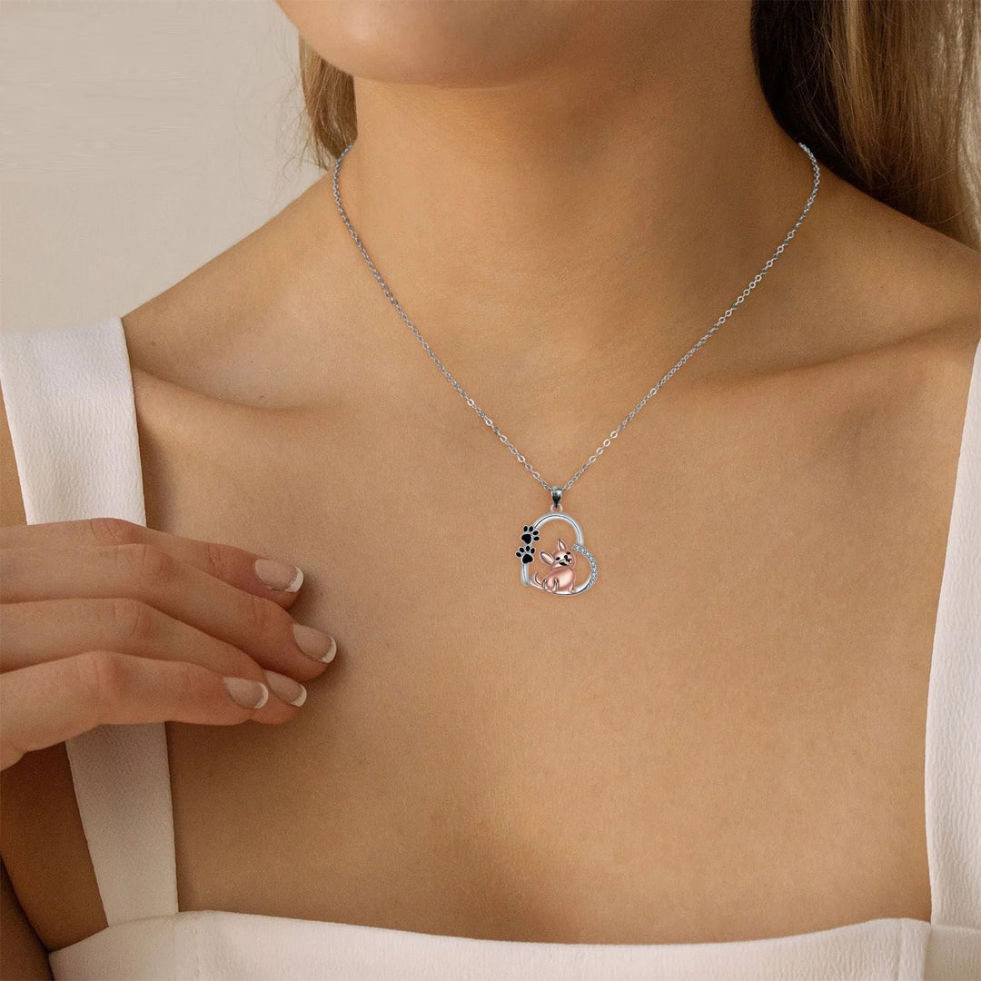 Heartfelt Dog Necklace in Rose Gold