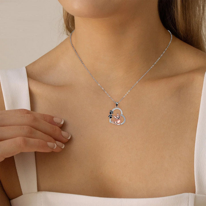 Heartfelt Dog Necklace in Rose Gold