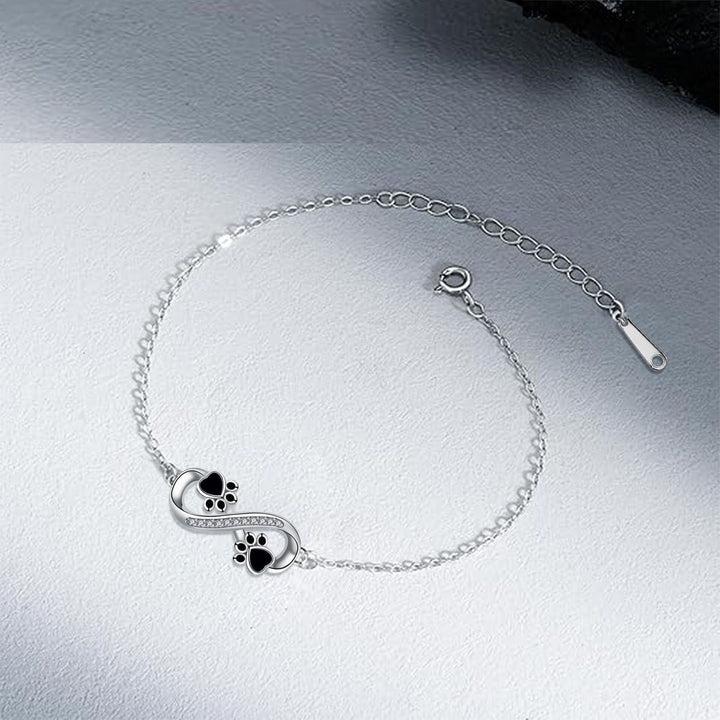 Infinity Symbol Bracelet with Paw Charm & Zirconia