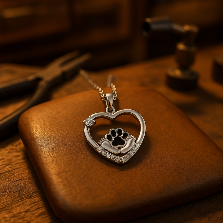 Heartfelt Paw Necklace with Zirconia - Faithful Companions