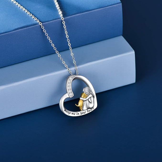 Lucky Necklace with Heart & Dog Motif – 925 Silver Necklace with Zirconia