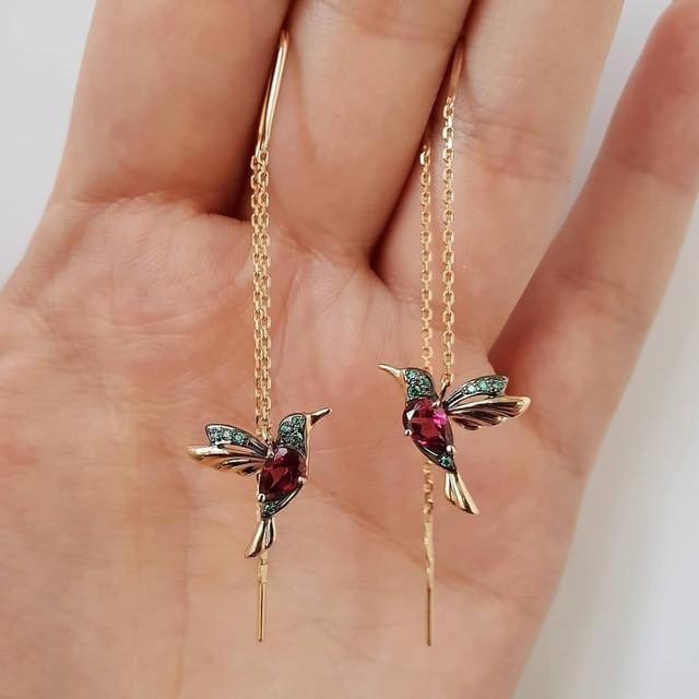 Hummingbird Earrings made of Enamel & Zirconia